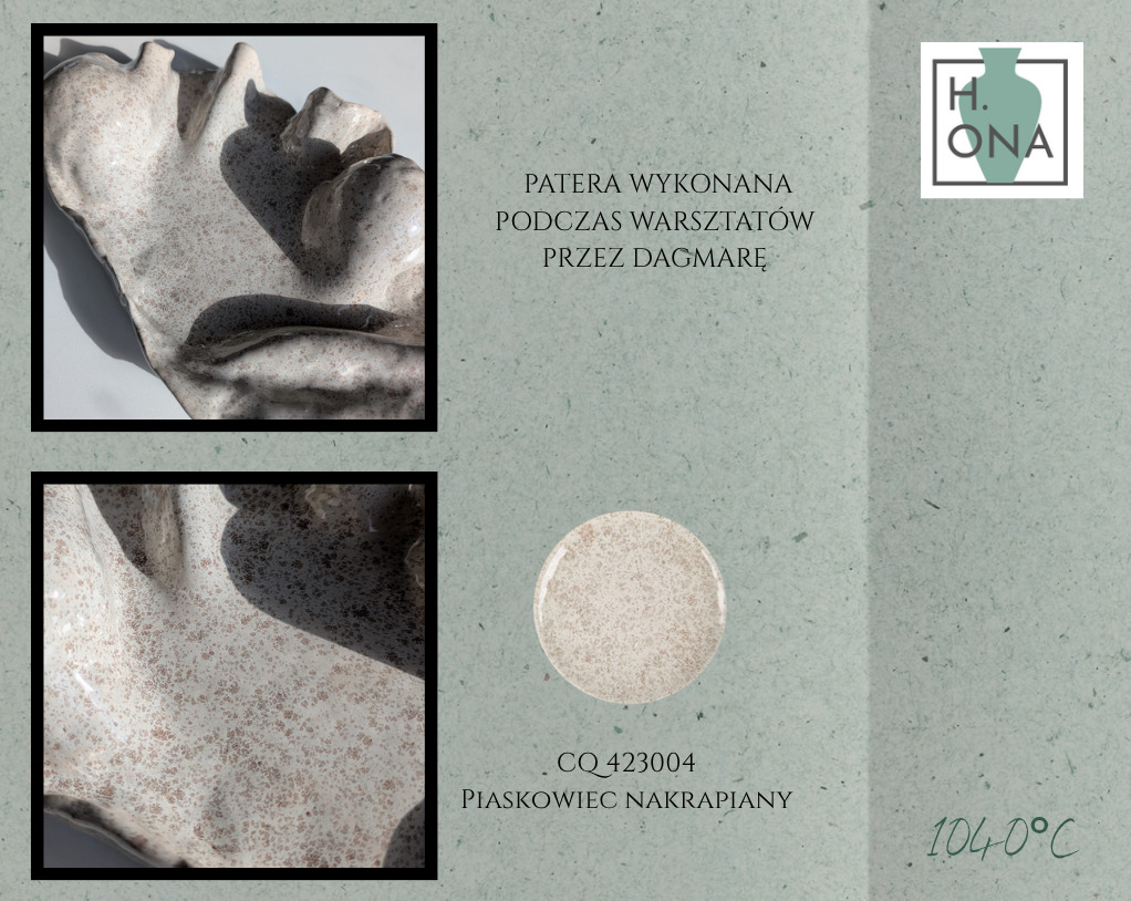 Patera z warsztatów — szkliwo CQ 423004 Piaskowiec nakrapiany